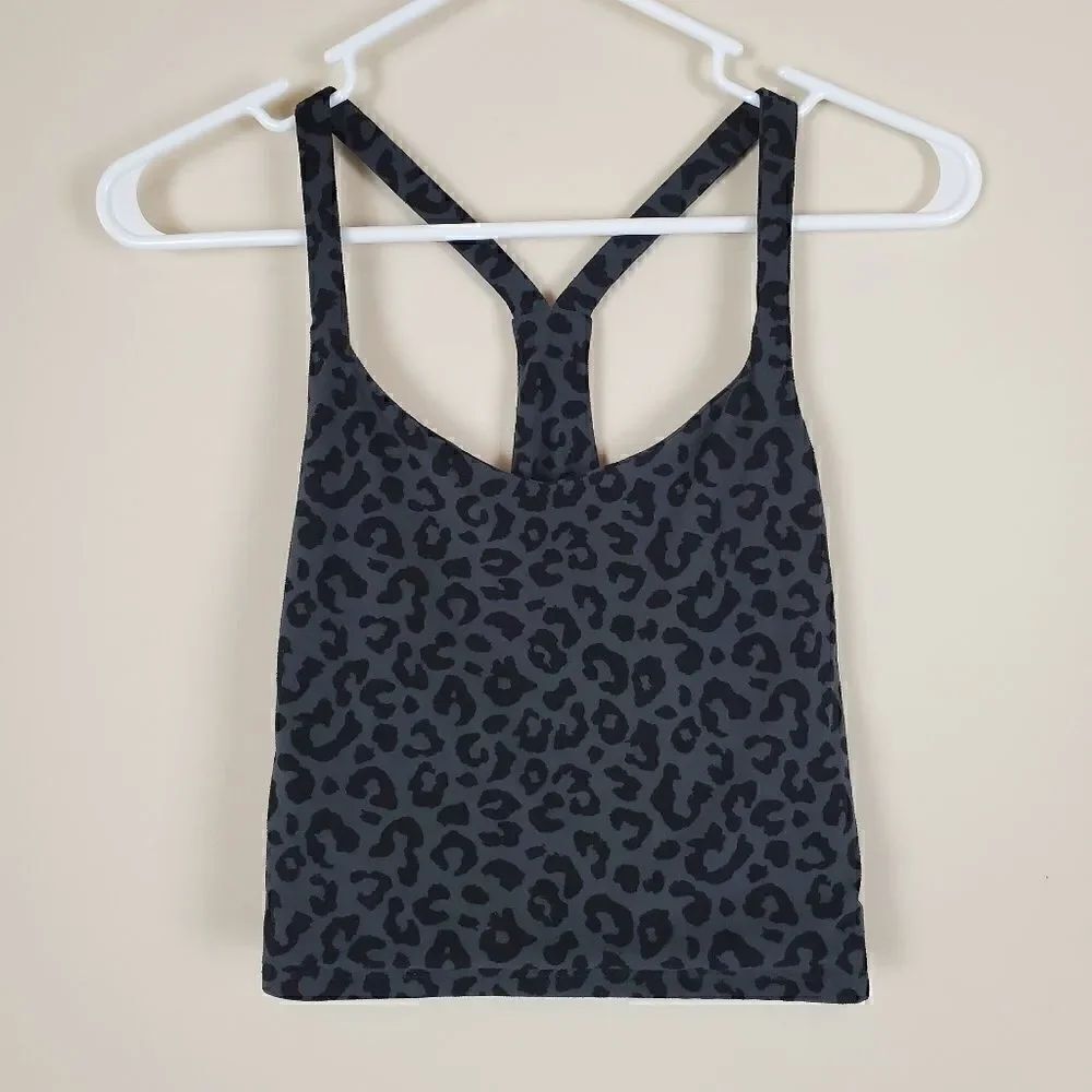 Abercrombie & Fitch Black Animal Print Racerback Cropped Tank Size Small Juniors